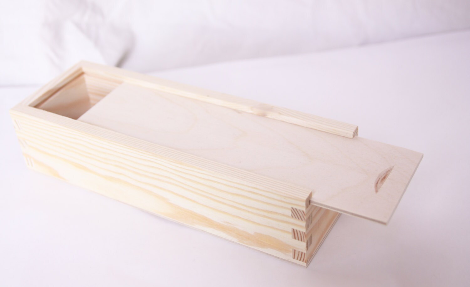 Wooden Pencil Case Sliding Lid Unfinished Box Unpainted Plain Etsy