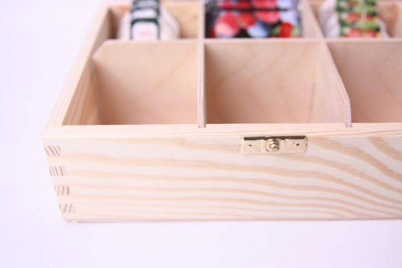 Wooden Tea Box Unfinished 6 Compartments Display Box Etsy
