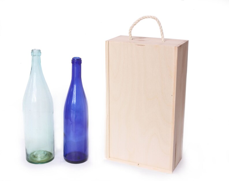 Double Wooden Wine Box Sliding Lid Unfinished Wine Box Etsy