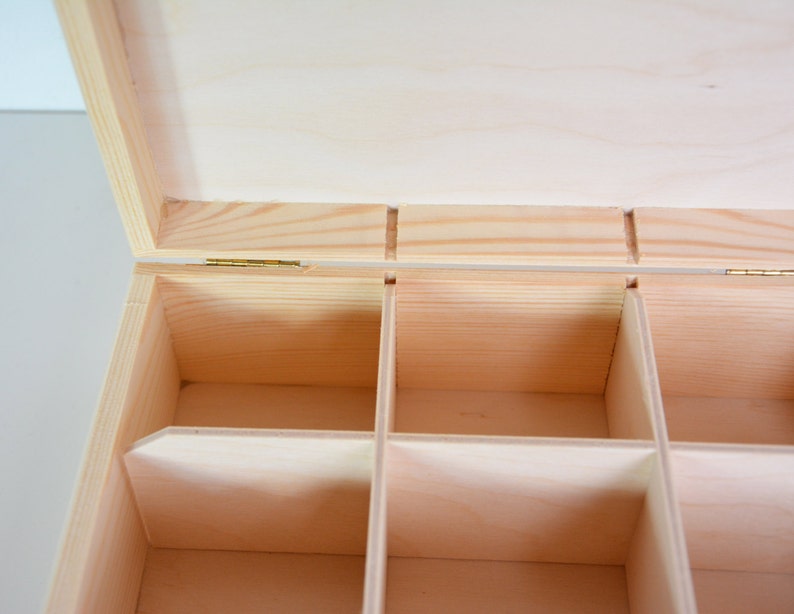 Wooden Tea Box Unfinished 12 Compartments Display Box Etsy