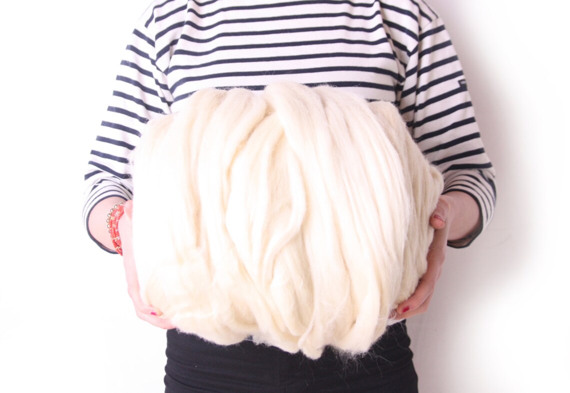 Natural wool undyed carded combed sheep wool for wet needle Etsy