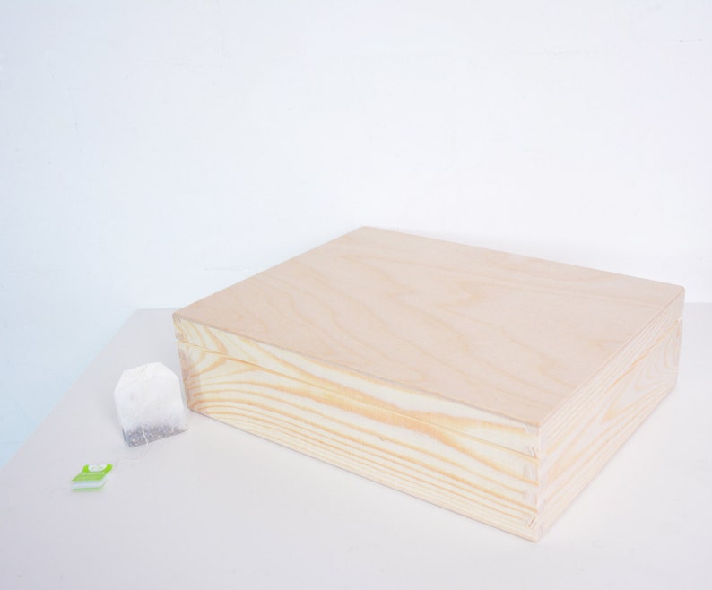 Wooden Tea Box Unfinished 12 Compartments Display Box Etsy