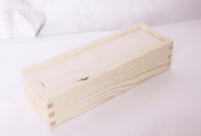 Wooden Pencil Case Sliding Lid Unfinished Box Unpainted Plain Etsy