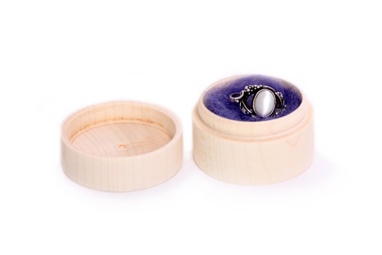 Small Round Wooden Box Unfinished Ring Earrings