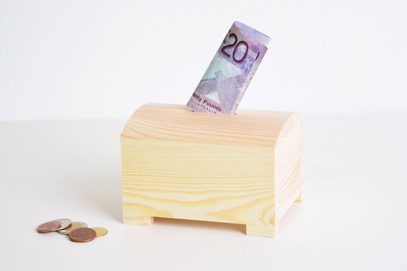 Wooden Money Bank Diy Money Coins Container Found Wooden Etsy
