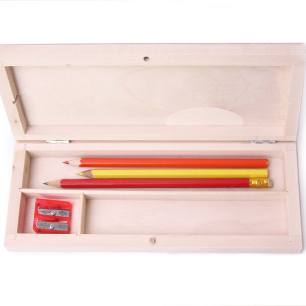 Wooden Pencil Box Etsy
