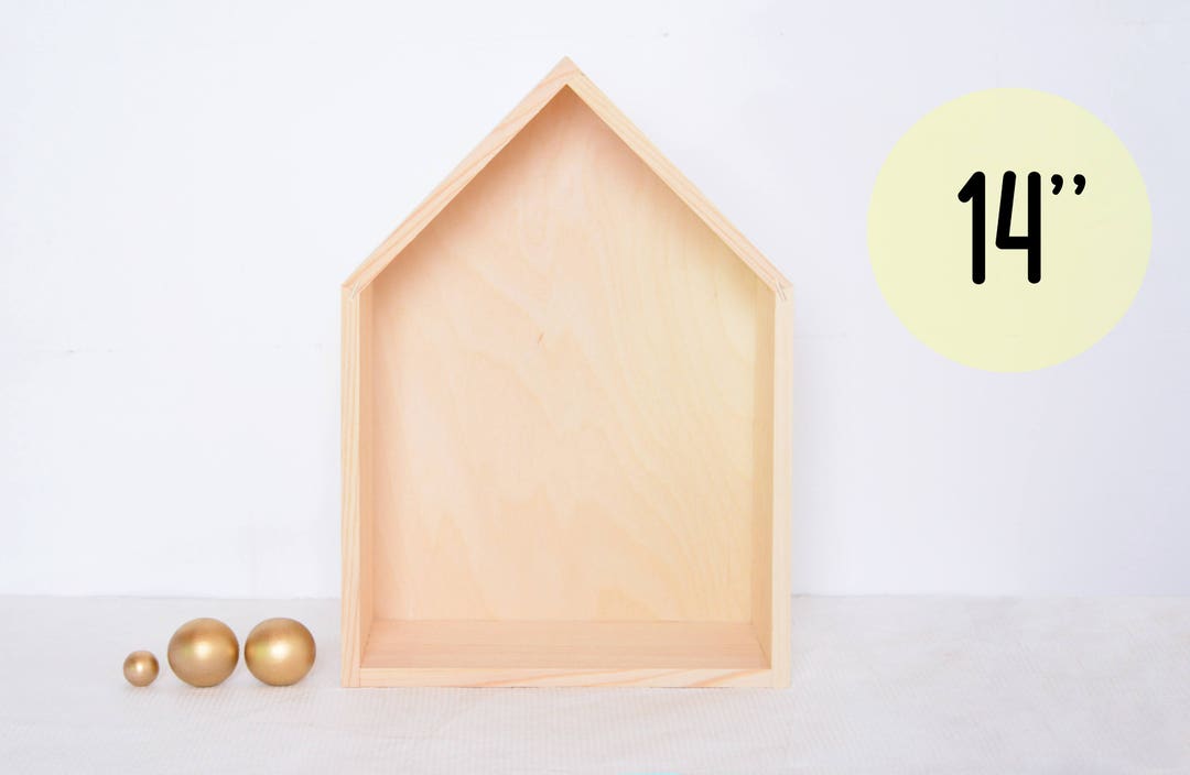 Wooden House Shelf Unfinished Unpainted Wood Minimalist Etsy