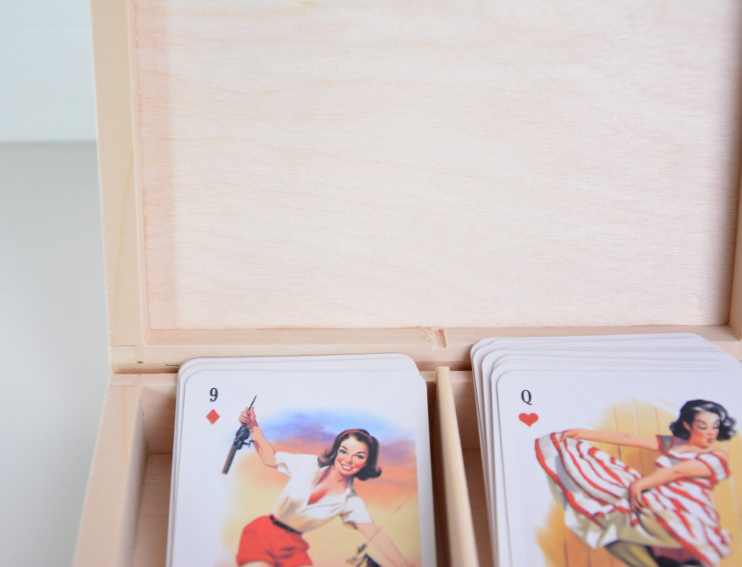 Wooden Box for Playing Cards Unfinished 2 Compartments Etsy