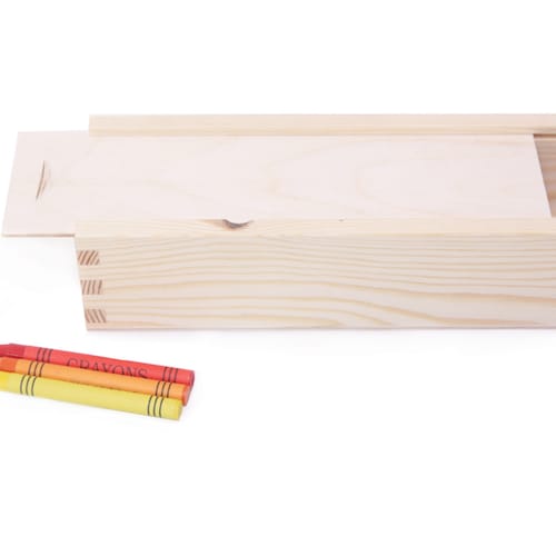 Wooden Pencil Case Sliding Lid Unfinished Box Unpainted Plain Etsy