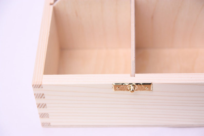 Wooden Tea Box Unfinished 4 Compartments Display Box Etsy