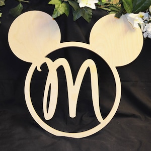Disney Mickey Mouse Monogram Initials - Wooden Letters - Personalized Mickey Head - Backdrop Sign - Custom Wall Art -Baby Room Disney Decor afbeelding 1