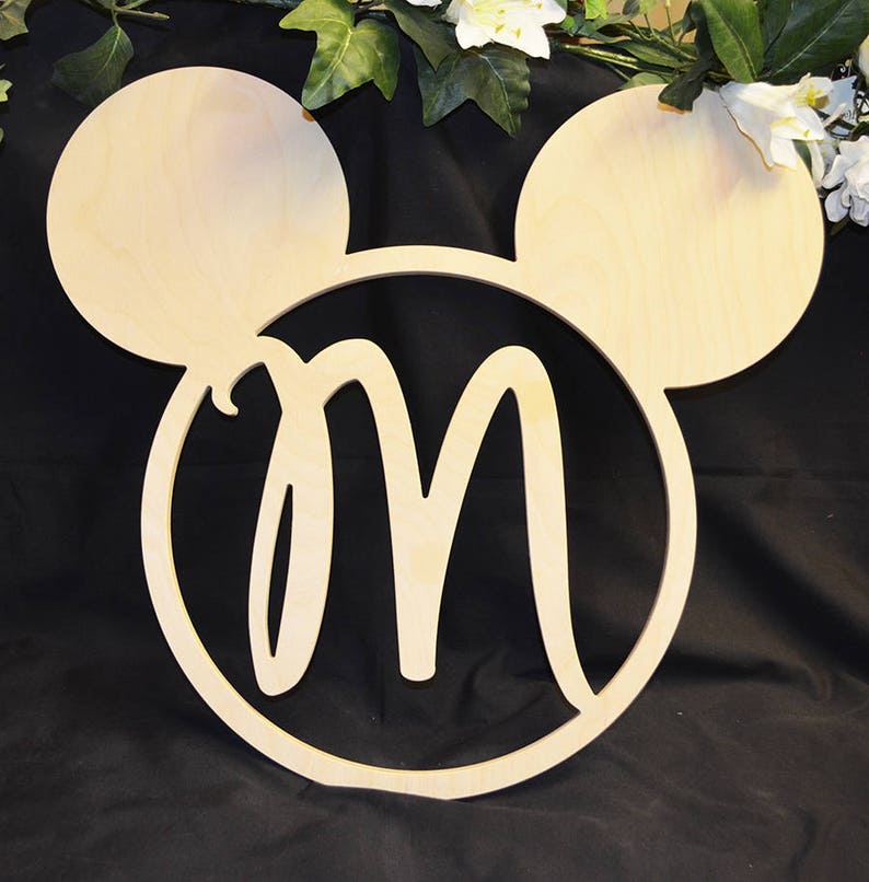 Disney Mickey Mouse Monogram Initials - Wooden Letters - Personalized Mickey Head - Backdrop Sign - Custom Wall Art -Baby Room Disney Decor afbeelding 1
