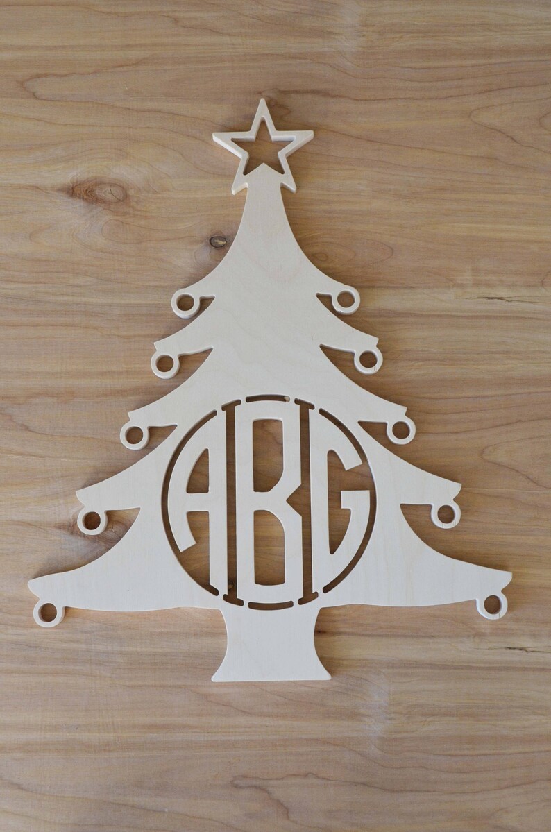 Holiday Wooden Monogram Christmas Tree Monogram Christmas Etsy