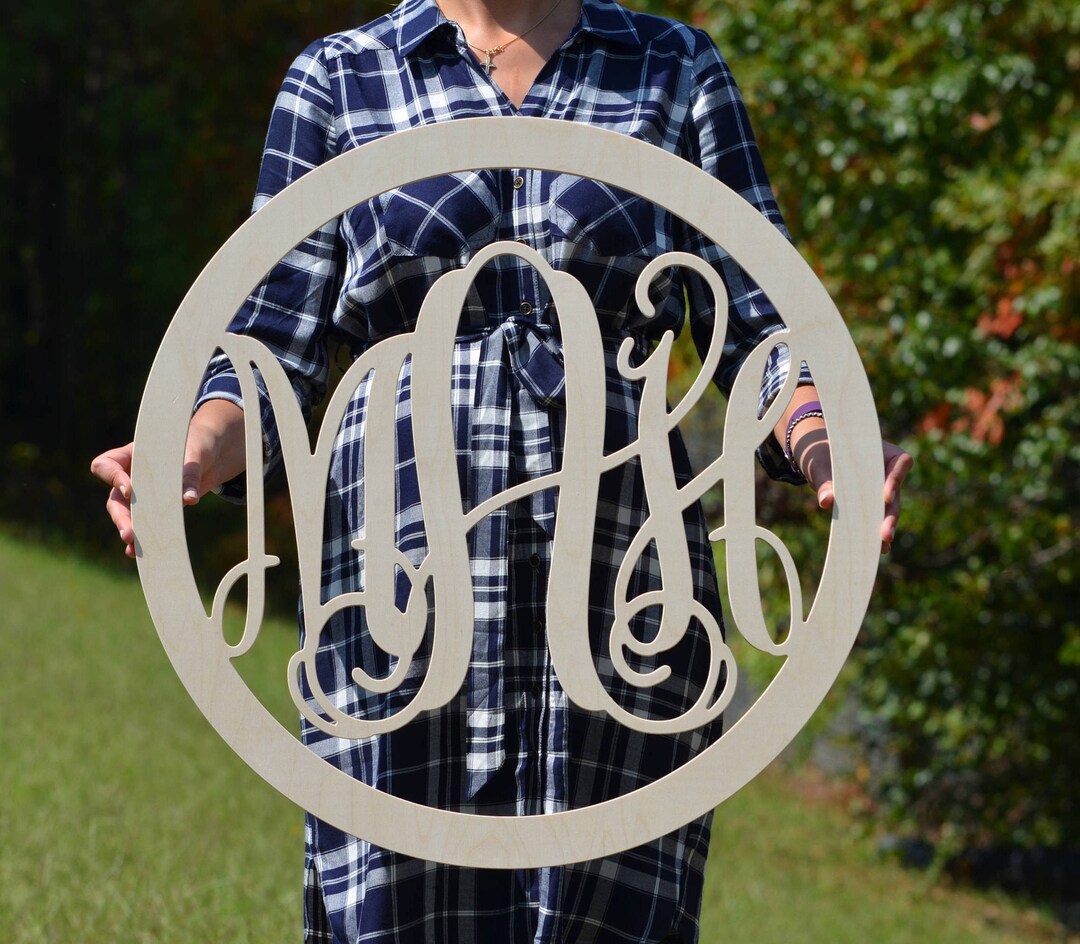 Wooden Monogram Unpainted Wood Monogram Wall Hanging Monogram Door