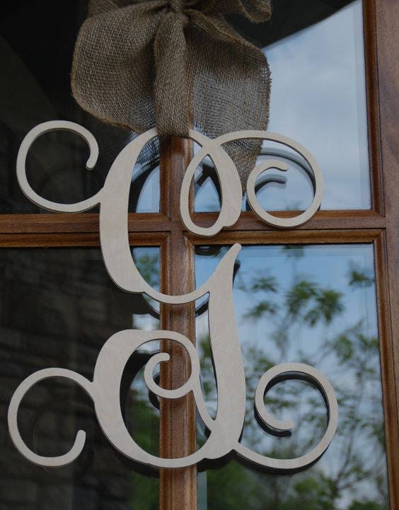 24 Inch Wooden Letter Vine Script Letter Wooden Initial Etsy