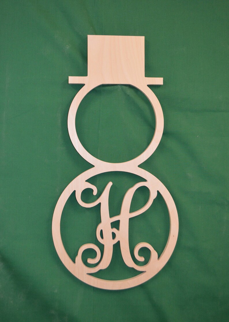 Winter Door Decor Snowman Wooden Initial Door Hanger Etsy