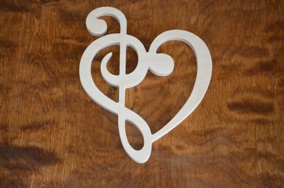 Wood Music Note Wood Shape Heart Music Note Music Room Decor Nursery Wall Art Bedroom Decor Wall Hanging Music Note Cutout Teacher