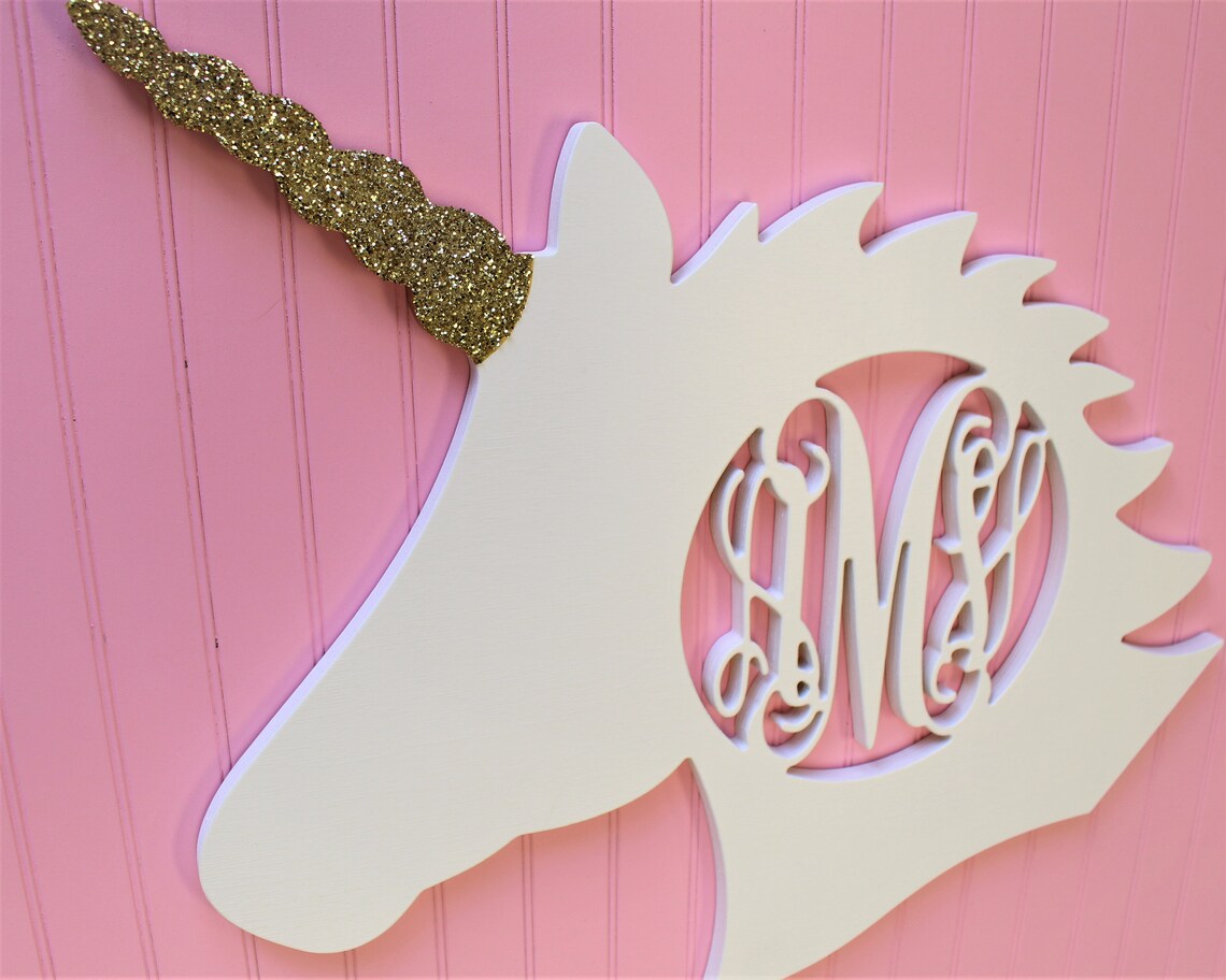 Unicorn Door Hanger Baby Girl Nursery Unicorn Wooden Etsy