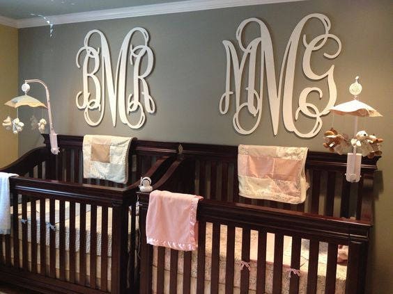 Large Wooden Monogram, Unpainted Vine Script Monogram, Wedding Guest …