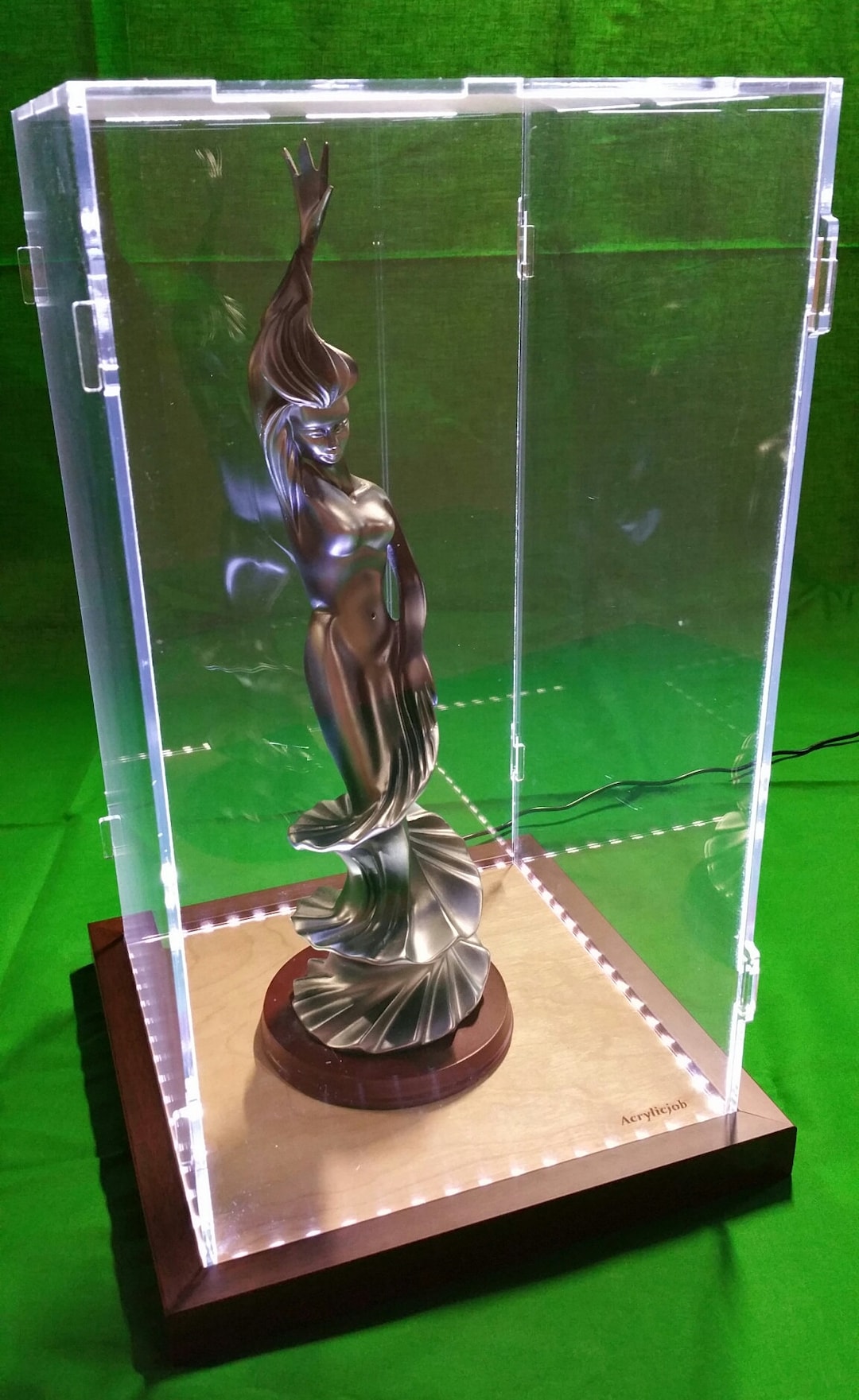 13 X 13 X 19 Inch Acrylic Display Case With LED Lighting for Porcelain