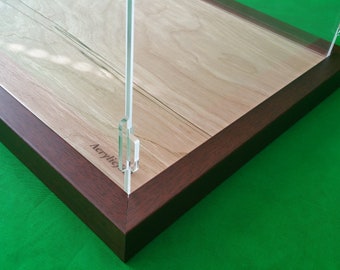 36"L x 24"W x 10"H Table top kit display case with 3/16" thick acrylic Walnut wood frame base for Lego toys cabinet organizer storage