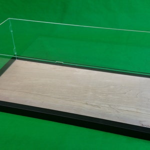 22&quot;L x 9 3/4&quot;W x 7&quot;H Inch Pocher Acrylic Display Case Showcase w/Wood Base for 1:8 Model Black Frame