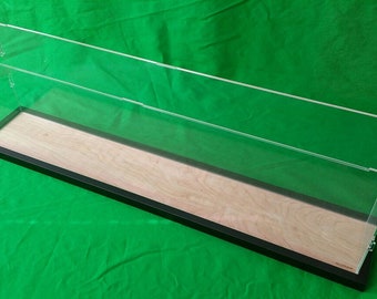 19"L x 6"W x 9"H display case with 1/8" thick acrylic black wood frame base