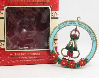 X12D05 Fifth Day of Christmas Five Gold Rings Part of 12 Days of Christmas Ornament
