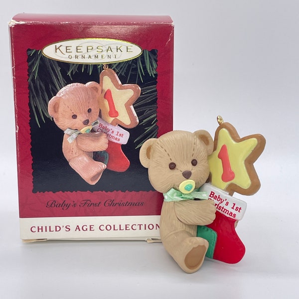 1996 Hallmark Baby's First Christmas Ornament My 1st Teddy Bear Years Keepsake Baby's Child's Age Collection Cookie Vintage RARE