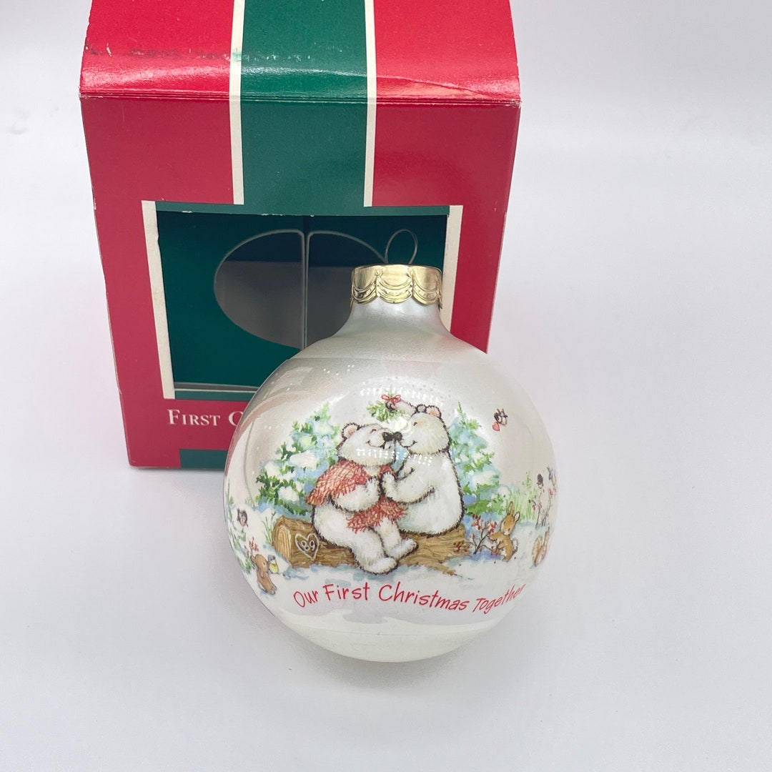 1989 Hallmark Our First Christmas Together Ornament Glass Ball Etsy