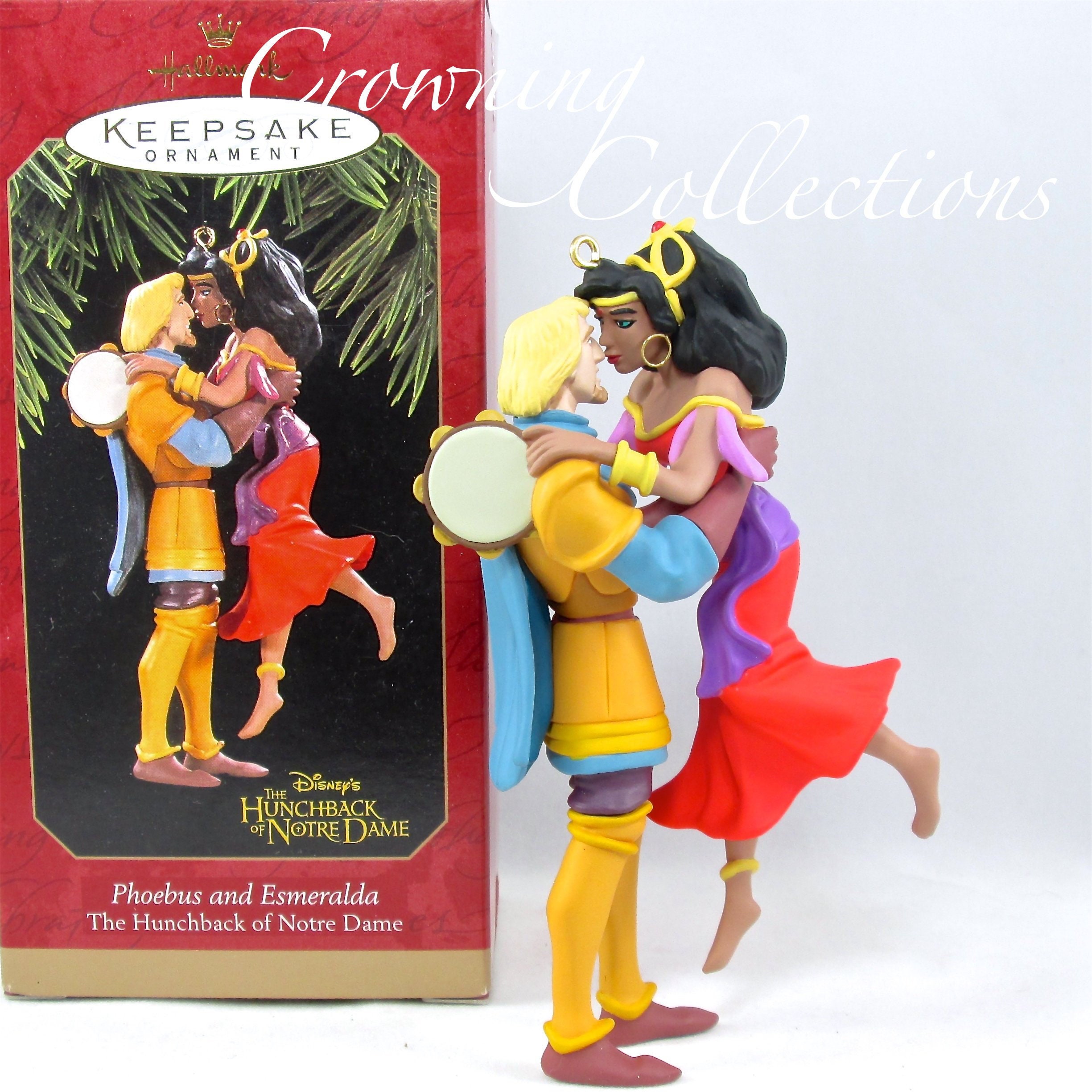1997 Hallmark Phoebus and Esmeralda Disney Keepsake Ornament The Hunchback  of Notre Dame Vintage Christmas Gypsy Soldier Love