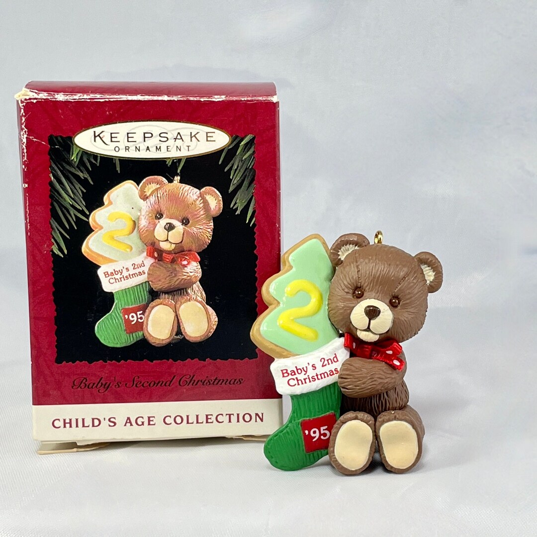 1995 Hallmark Baby's Second Christmas Keepsake Ornament Teddy Bear