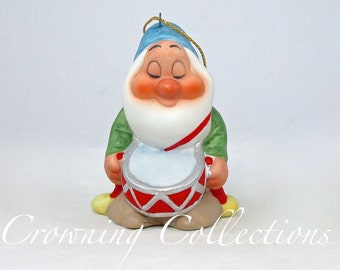 Disney Schmid Sleepy Ornament Porcelain Bisque Snow White and the Seven Dwarfs 7 50th Anniversary Little Drummer Boy Vintage
