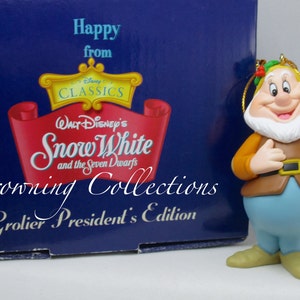 Grolier Disney Happy President's Edition Ornament Snow White and the Seven Dwarfs 7 Dwarves Christmas Vintage Holly