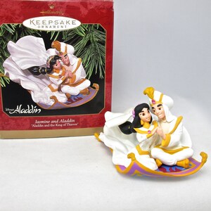 1997 Hallmark Jasmine and Aladdin Disney Keepsake Ornament The King of Thieves Magic Carpet Ride Princess Wedding &