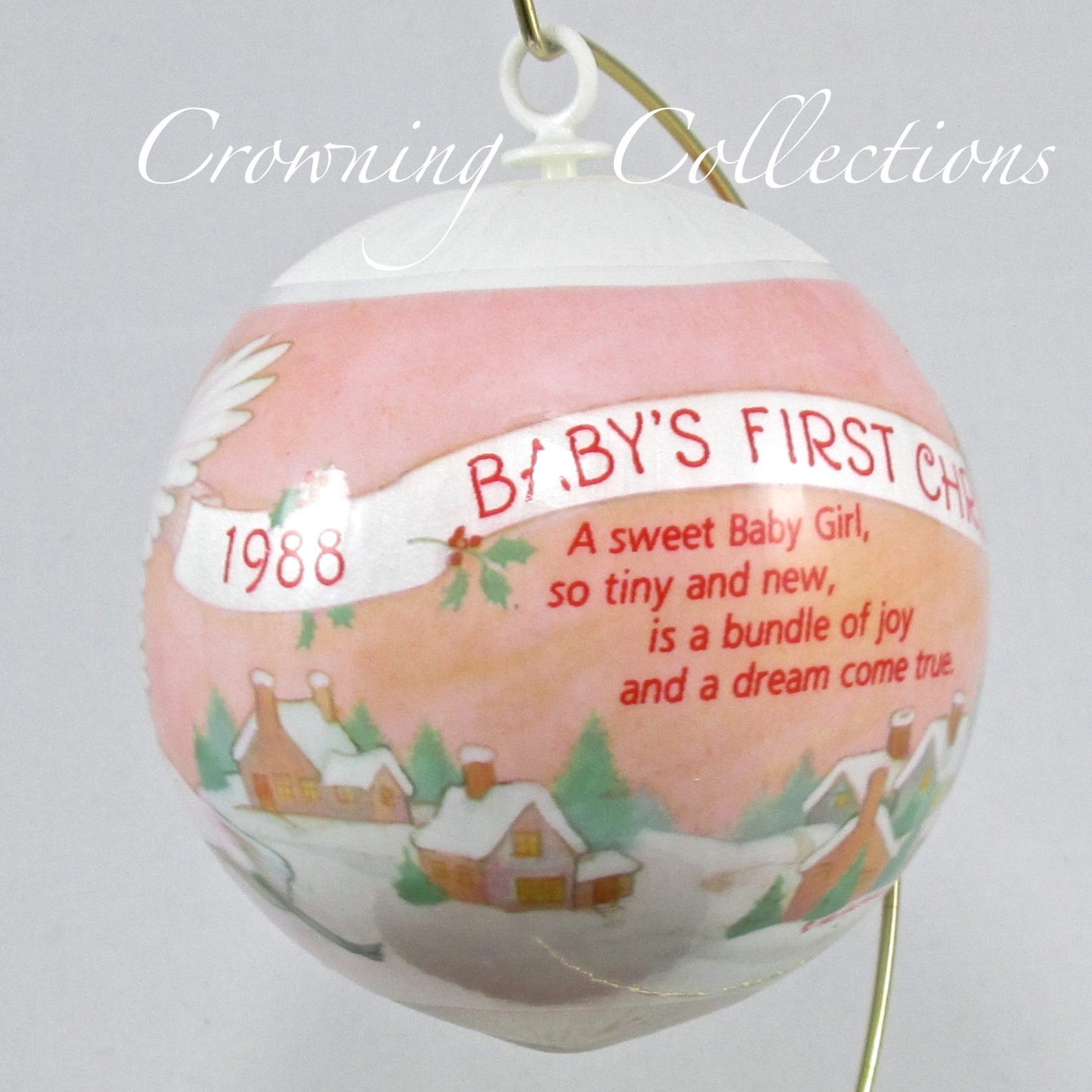 1988 Hallmark Baby's First Christmas Ornament Girl Satin Etsy