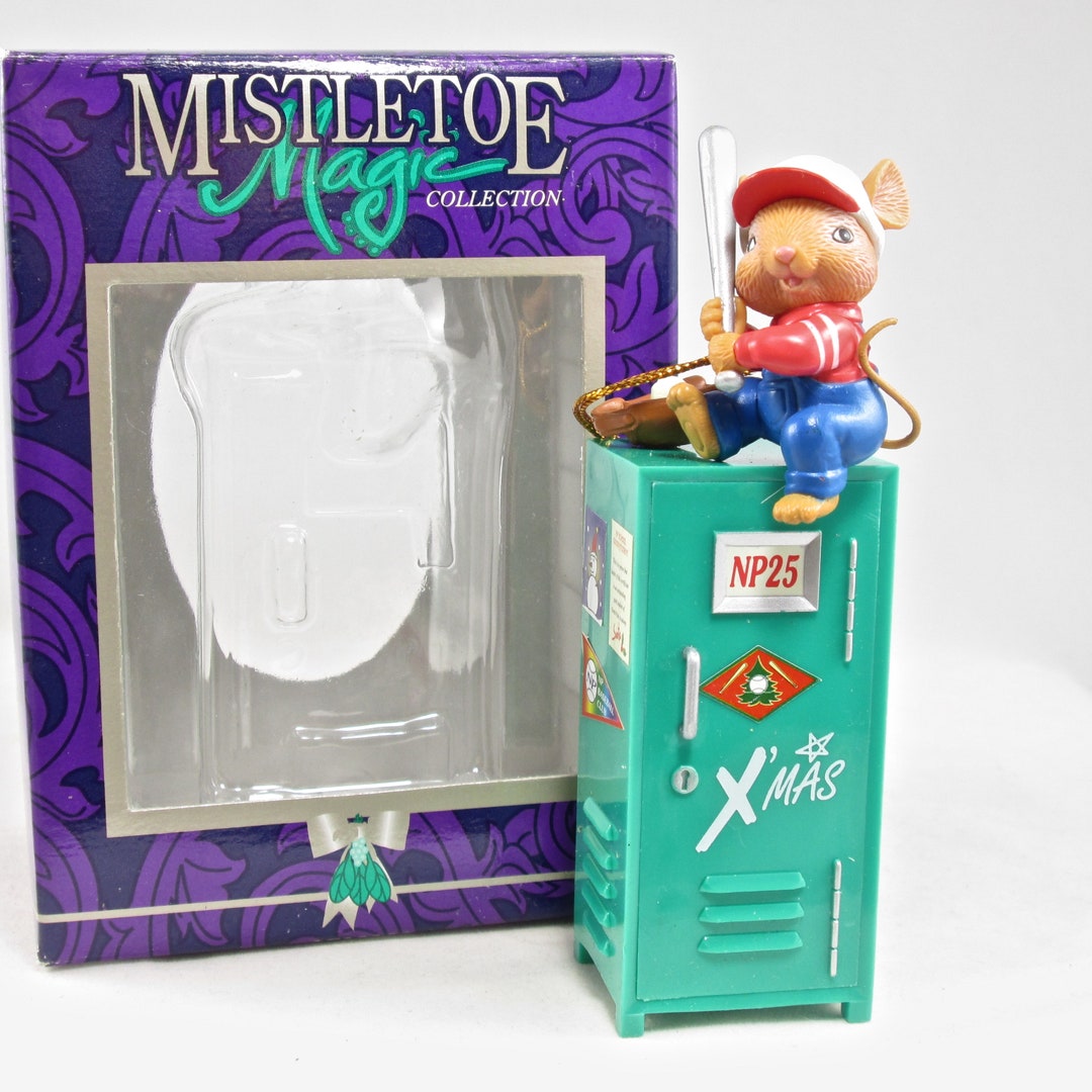 Mistletoe Magic Mice Ornament Mouse on a Locker Baseball Bat Glove