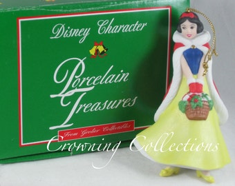 Grolier Snow White Ornament Disney Character Porcelain Treasures Vintage Christmas And the Seven Dwarfs Red Cape