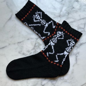 Dancing skeletons top-down sock pattern. image 1