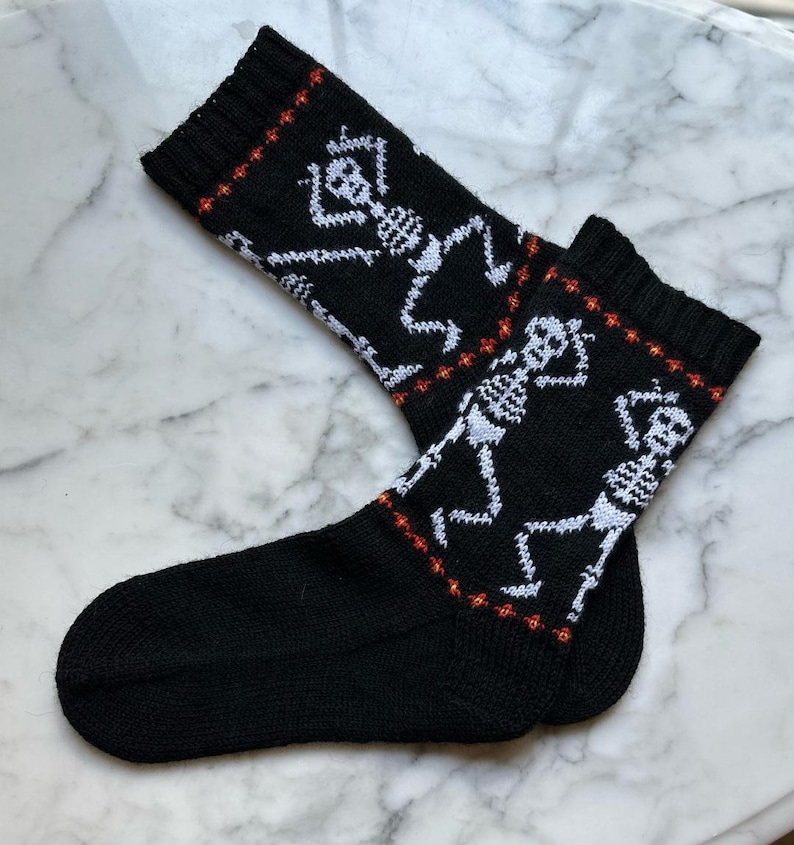 Dancing skeletons top-down sock pattern. image 1