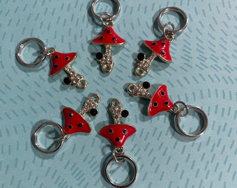 Mushroom charm stitch markers (set of three)