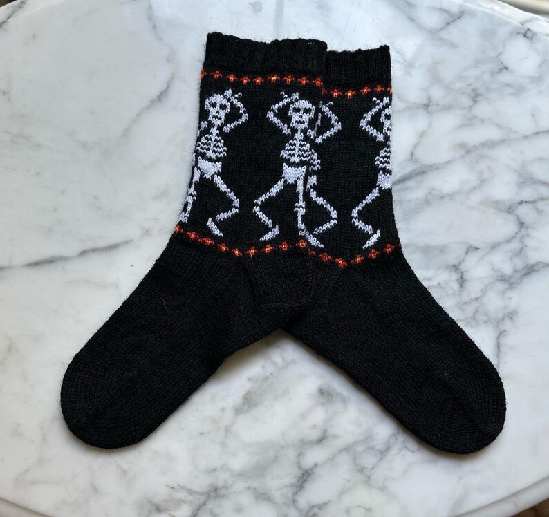 Dancing skeletons top-down sock pattern. image 2