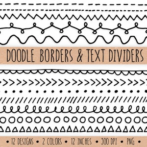 Hand Drawn Doodle Borders and Text Dividers. Digital Doodle Frames and Borders. Chalkboard Borders Clip Art. Geometric Doodle Clip Art.