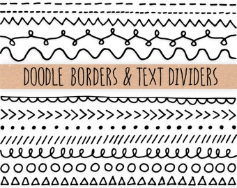 Hand Drawn Doodle Borders and Text Dividers. Digital Doodle Frames and Borders. Chalkboard Borders Clip Art. Geometric Doodle Clip Art.