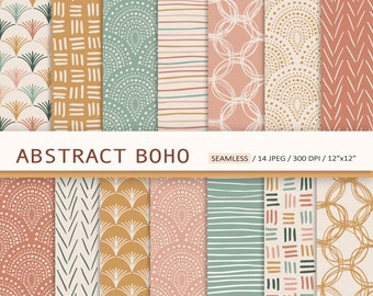 Boho Seamless Digital Paper. Cute Boho Scrapbook Paper. Rainbow Boho Backgrounds. Pastel Boho Patterns. Scandinavian Kids Seamless Patterns.