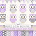 Purple Baby Owl Clip Art for Nursery, Baby Shower. Baby Boy Digital ...