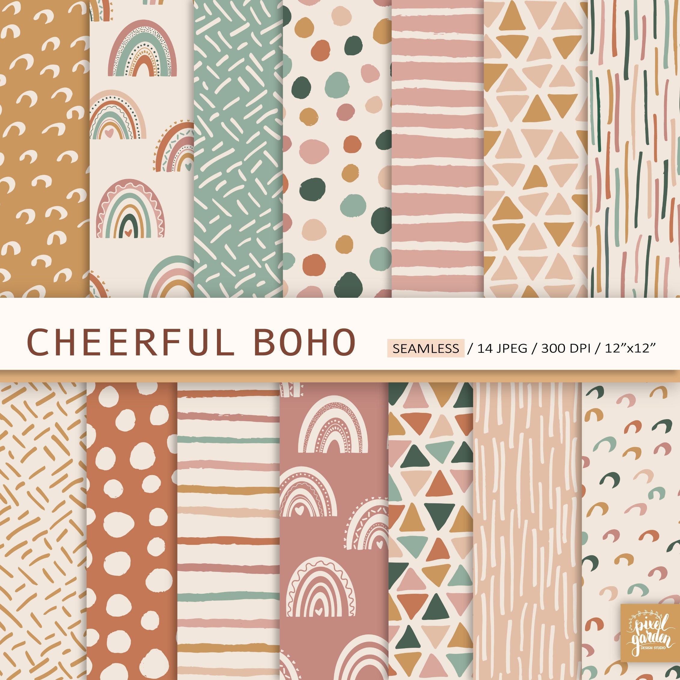 Rainbow Blush Pink Beige Boho Wrapping Paper Sheets, Zazzle in 2023