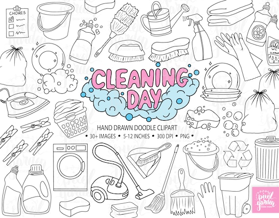 House Cleaning, Household Chores, Cleaning Day, General Cleaning Tools  Digital Clip Art for Planner Stickers, Scrapbooking, Journal Art 