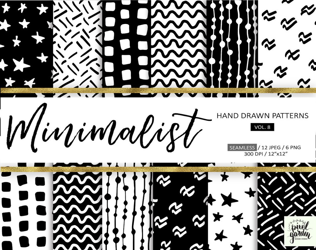 Black & White Geometric Digital Paper Minimalist Blog Background Hand ...
