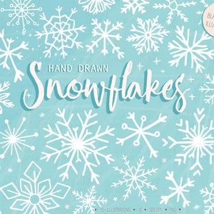 Snowflake Clip Art. Hand Drawn Snowflake Illustrations. Black & White Doodle Winter Holiday Clipart. Scandinavian Christmas. PNG Snowflakes